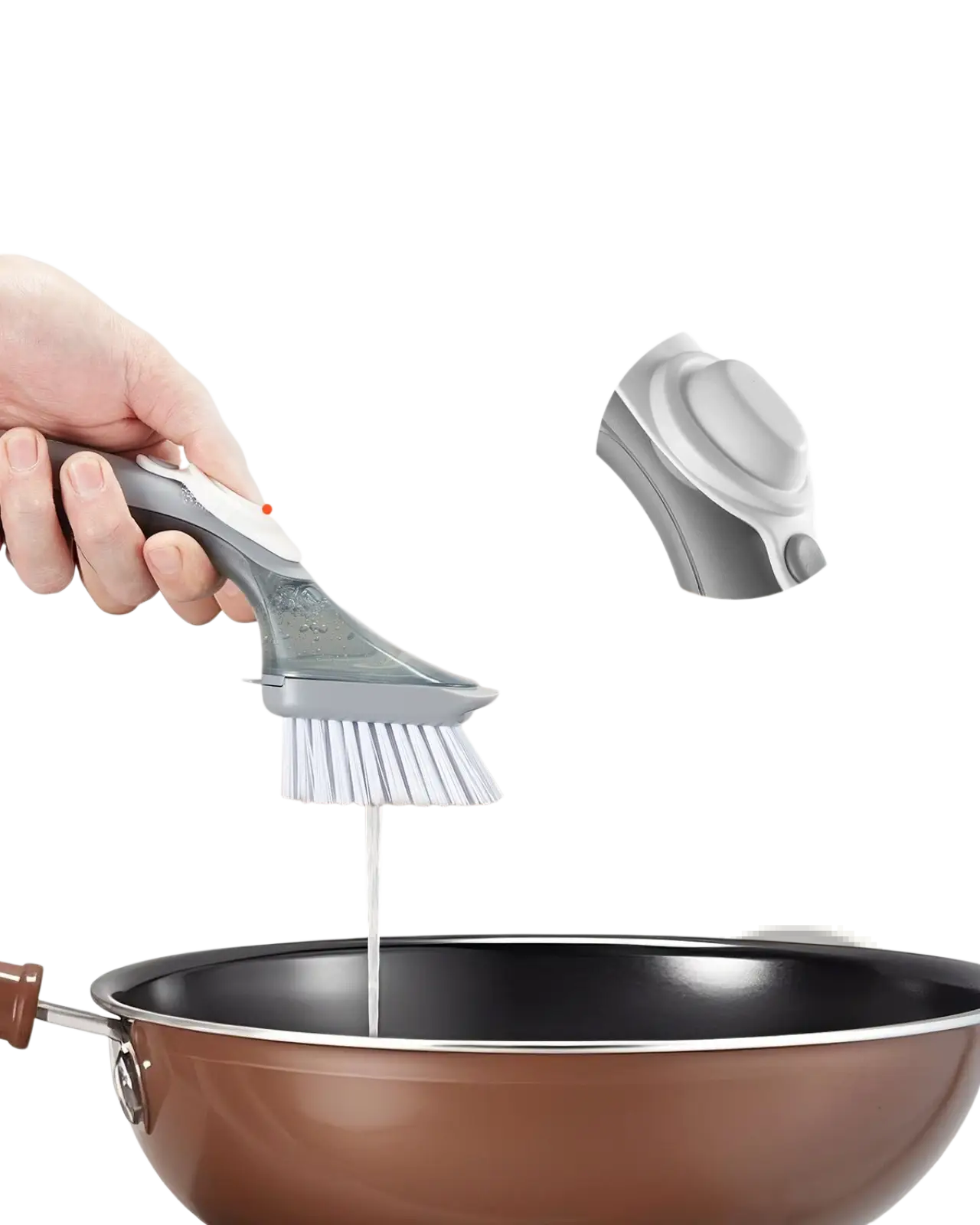 Soap Dispensing Dish Brush with 3 Scrubber Heads