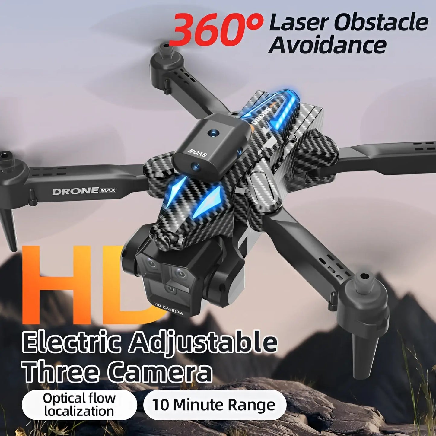 Drone Max Triple Camera Foldable Quadcopter with Led