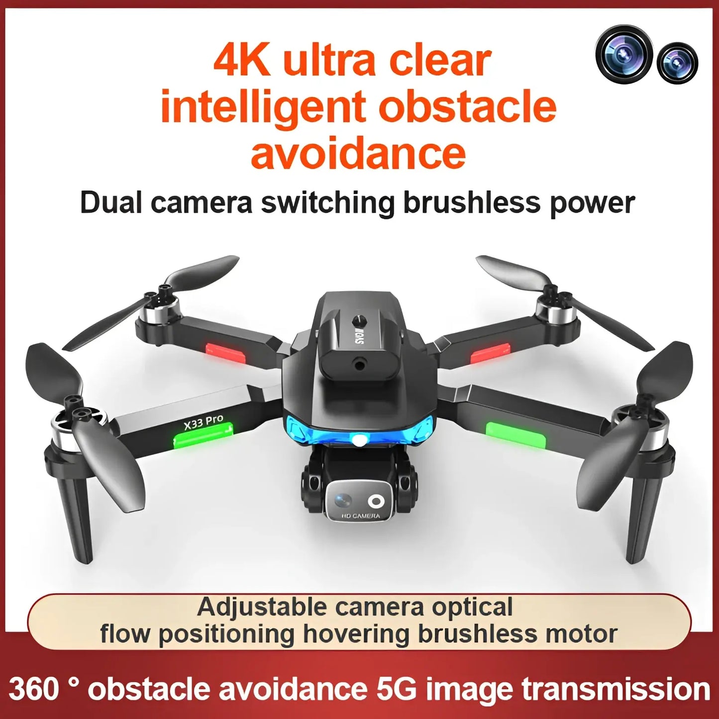 Quadcopter Drone Lf635 Dual Camera Foldable Led Toy
