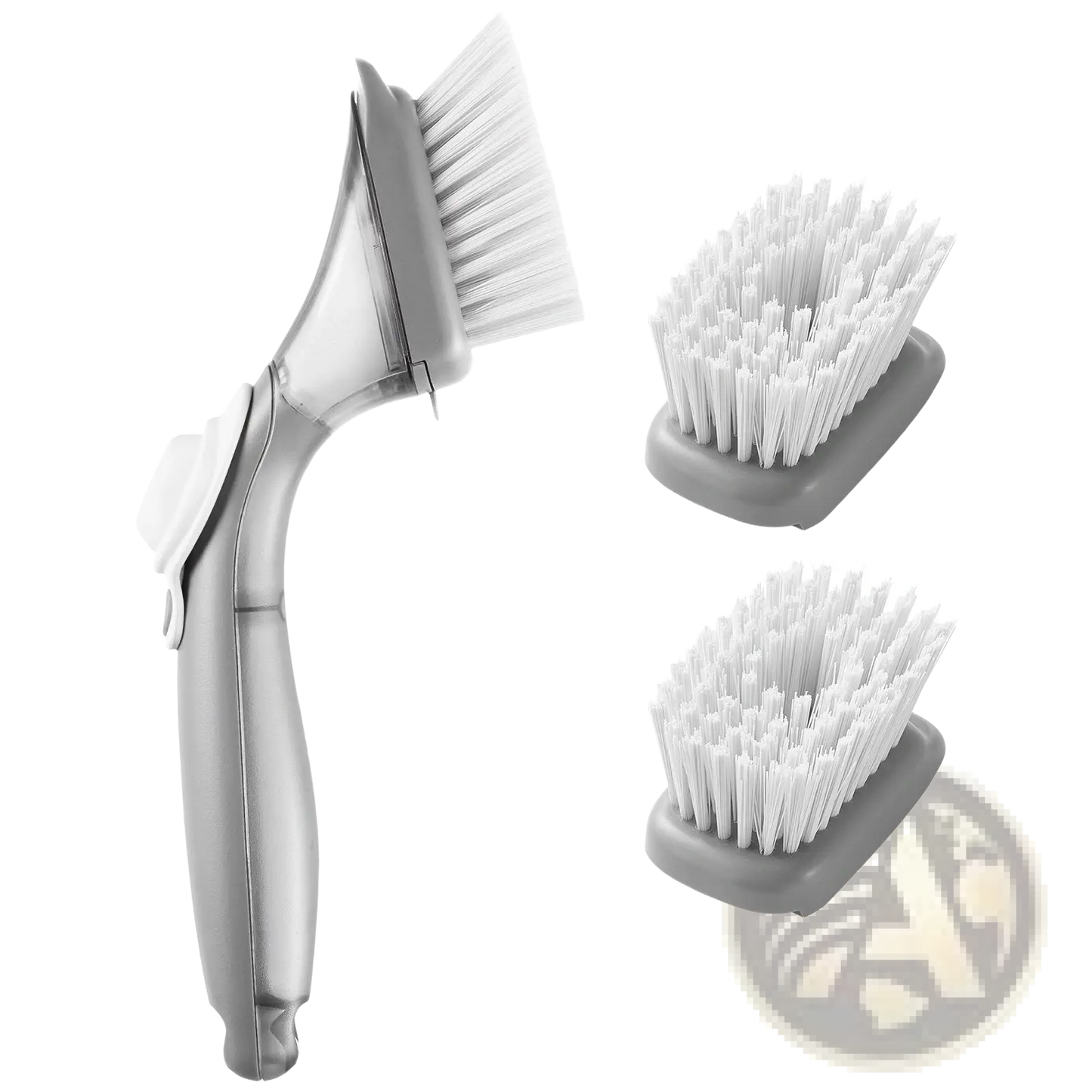 Soap Dispensing Dish Brush with 3 Scrubber Heads